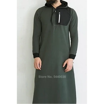 Tradičné islamské Oblečenie Jubba Thobe pre Mužov Dubaj Saudská Arábia Bežné Abaya Stiching Mikiny Svetre Kaftan Šaty Zimné