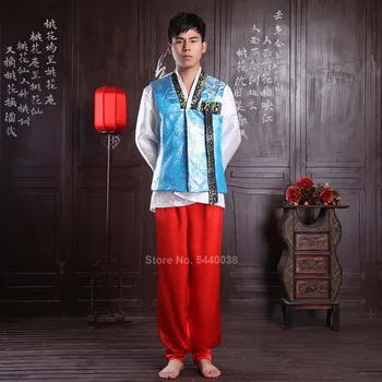 Tradičný kórejský Štýl Hanbok Kostýmy pre Dospelých Mužov Vintage Fáze Výkonu Tanec Ázijské Šaty Výšivky Oblečenie