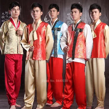 Tradičný kórejský Štýl Hanbok Kostýmy pre Dospelých Mužov Vintage Fáze Výkonu Tanec Ázijské Šaty Výšivky Oblečenie