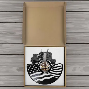 Traktor Americkej Vlajky Nástenné Hodiny Retro, Čierne, Visí Vinyl Nástenné Hodiny 3D Stenu Hodinky Kreatívne Steny Výzdoba Pre Obývacia Izba