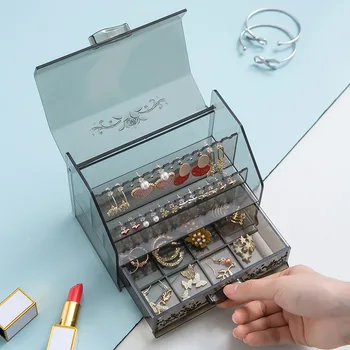 Transparentné Make-Up Organizátor Akryl Multifunkčné Šperky Políčko, Veľkou Kapacitou Kozmetické Organizátor Box Ploche Make-Up Skladovanie