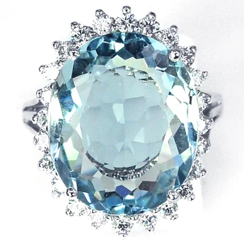 Trendy Sky Blue (Kubický Zirkón Krúžok Ženskej Módy Veľký Kameň Prstene Pre Ženy Zapojenie Svadobné Šperky Darček L3K135