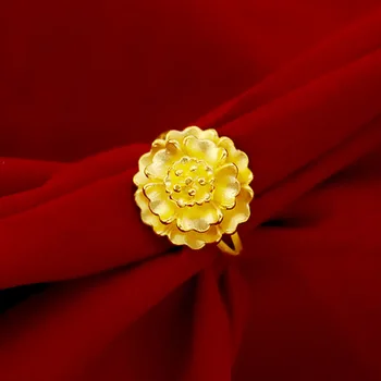 Trendy Zlatý Prsteň 18k Elegantné Kvet Otvára Krúžok pre Ženy, Svadobné Šperky, Zásnubné Nie Fade Zlaté Krúžky Narodeninám Žena