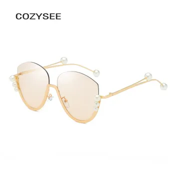 Tri Perly Pol Rámom slnečné Okuliare Ženy Sexy Štýly COZYSEE Značky Módny Návrhár Vintage Oculos UV400 Cat Eye Odtiene