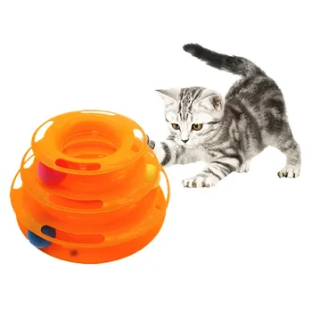 Tri Úrovne pet mačka hračka Veža Skladby Disk mačka Inteligencie Zábavný triple zaplatiť disk hračiek pre mačky loptu Tréning Zábavný doska