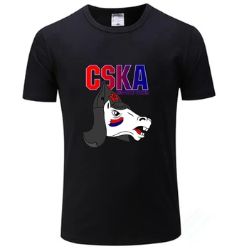 TriDitya HT0598# CSKA Unisex Bavlna Tee-shirt O Krk Krátke Rukáv Tričko vyrobené na mieru