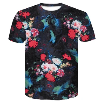 Tričko mužov oblečenie 2019 Nové Harajuku Zábavné Kvety krásy 3d Tlač Krátky Rukáv Fashion Ležérne pánske, dámske Tričko Veľkosť