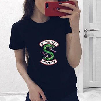 Tričko Ženy Móde Lete Harajuku Topy Južnej Strane Hadmi Žena T-shirt Riverdale Had Vytlačené Zábavné Retro Tees Tričko
