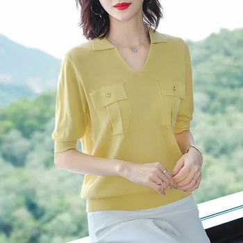 Tričko Ženy Oblečenie 2019 žltá Módne Tee Top Fashion Bavlna Dámske Tričko Tričko