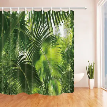 Tropická Palma V Lese Kúpeľni Sprchový Záves Polyester Textílie Nepremokavé Domova Vaňa Záclony s Háčikmi