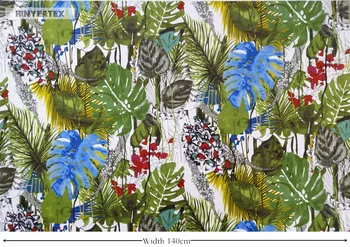 Tropická Rastlina Listy Tlač Čalúnenie Velvet Pohovka Kreslo Ottaman Bedboard Gauči Interiérové Textílie Dekoračné Tkaniny 140 cm šírka