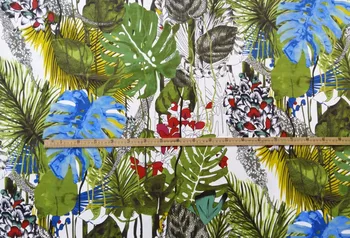 Tropická Rastlina Listy Tlač Čalúnenie Velvet Pohovka Kreslo Ottaman Bedboard Gauči Interiérové Textílie Dekoračné Tkaniny 140 cm šírka