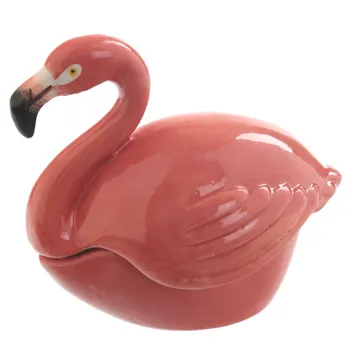 Tropické Flamingo Trinket Box Náhrdelník Šperky Úložný Kontajner Zberateľskú Darčeky Ružové Plameniaky Keramické Drahocenná Pamiatka Box Ornament