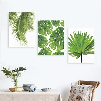 Tropický Banán Leaf Plátno Na Maľovanie Čerstvé Palmové Listy Nordická Zelená Rastlina Plagát Zelene Stenu Obrázok Miestnosti Dekorácie