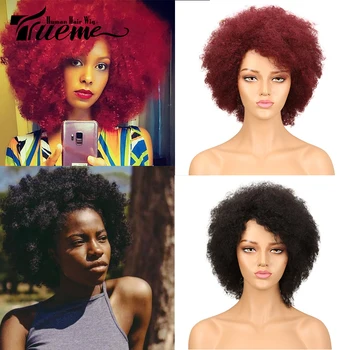 Trueme Krátke Ľudské Vlasy, Parochne Kinky Afro Kučeravé Parochňu Remy Brazílsky Vlasy Lacné Módne Plný Parochňu Pre Čierne Ženy