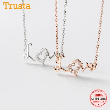 TrustDavis Reálne 925 Sterling Silver Módne Romantická Láska Srdce CZ Choker Náhrdelník Pre Ženy, Svadby, Narodeniny, Jemné Šperky DB058
