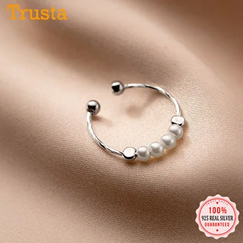 TrustDavis Reálne 925 Sterling Silver Módne Sladké Syntéza Pearl Otvorenie Krúžku Pre Ženy, Svadobné Party Jemné S925 Šperky DB188