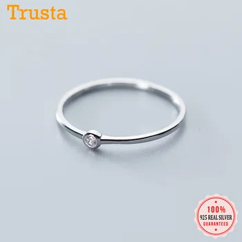 Trustdavis Trendy Reálne 925 Sterling Silver Minimalistický Módne Drobné CZ Prst Prstene Pre Ženy, Svadobné Party S925 Šperky DA1296