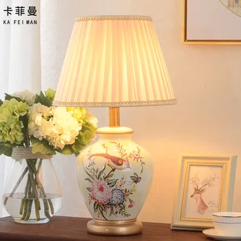 TUDA Čínskom Štýle Retro Keramická stolná Lampa pre Spálne, Obývacej Miestnosti študovňa Domov Dekoratívne Lampy, Nočné Lampy EÚ Plug