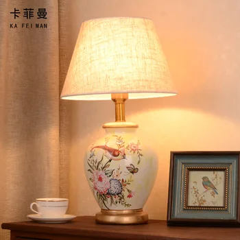 TUDA Čínskom Štýle Retro Keramická stolná Lampa pre Spálne, Obývacej Miestnosti študovňa Domov Dekoratívne Lampy, Nočné Lampy EÚ Plug