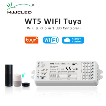 Tuya LED Controller 5 v 1 Stmievač CCT RGB RGBW RGBWW RGBCCT Pásky Smart Život Wifi 2.4 G RF Bezdrôtové Diaľkové ovládanie 12V 24V WT5