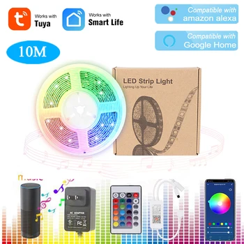 Tuya Smart Home 5050 RGB 300 10M LED Svetelné Pásy Flexibilné Farebné RGB Pás Svetla Pracuje s Alexa Echo Google APP Control