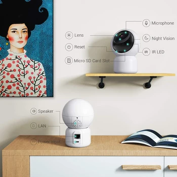 Tuya Smart IP Kamera Pracuje S Alexa Home Security Bezdrôtové Kamery Automatické Sledovanie bezpečnostné Kamery CCTV Cloud PTZ Kamery LAN