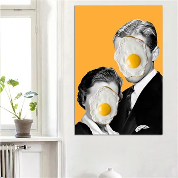 Tvorivosť vajcia a milovník Portrét Plagáty a Vytlačí Plátno na Maľovanie na Stenu Umenie Obrázok pre Obývacia Izba Cuadros Dekor Salón