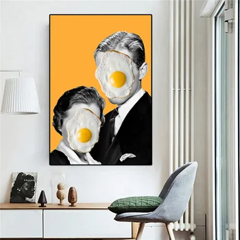 Tvorivosť vajcia a milovník Portrét Plagáty a Vytlačí Plátno na Maľovanie na Stenu Umenie Obrázok pre Obývacia Izba Cuadros Dekor Salón