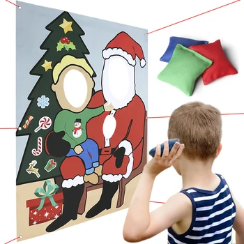 Tvorivé Vianočné Rekvizity Santa Claus Hodiť Hru Plátno, Banner s 3 snehové gule Sranda, Karneval, Party, Rodinné Hry Deti Darčeky na nový rok