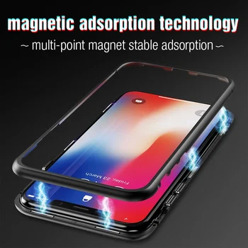 Tvrdené Sklo Zadný Kryt Magnetické Adsorpcie puzdro Pre iPhone 12 11 Pro Jasné, Kovové Magnet Kryt Pre iPhone XS MAX X XR 7 8 Plus