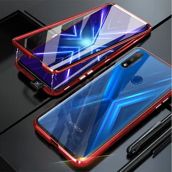Tvrdé puzdro Pre Huawei Honor 9X Globálne Prípade Dvojité Bočné Tvrdeného Skla, Magnetické Zadný Kryt Na Huawei Y9 Prime 2019 P Smart Prípade Z