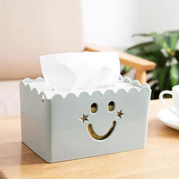 Tvár Smiley Tkaniva Box Domácnosti Ploche Plastové Papier Zásuvky Box Úložný Box Konferenčný Stolík Tkaniva Box domácnosti Gadgets nástroje