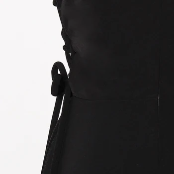 TWOTWINSTYLE Duté Z Obväz Šaty Pre Ženy Klope bez Rukávov Vysoký Pás Čierne Šaty Žena Jarné Módne Nové Oblečenie 2021