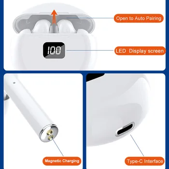 TWS Bezdrôtové Slúchadlá Bluetooth 5.0 Slúchadlá, LED Displej Slúchadlá Magnetické Plnenie Dotykové Ovládanie S Mikrofónom pre iPhone Xiao