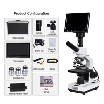 Typ TV Odbornej Učebni spermií biologické HD Binokulárne mikroskopom zoom 2000X + USB 5MP elektronické digitálne okulára +7-palcový LCD