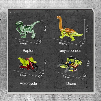 Tyrannosaurus Velociraptor Off-road Vozidla Dinosaurov Jurass Stavebné Bloky Jurassiced Svete Tehly Dinosaurov Údaje Deti Hračky