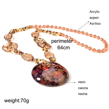 UDDEIN Kvet tlač kolo gem náhrdelník prívesok bib korálky, ručne vyrábané české dlhý náhrdelník pre ženy vintage vyhlásenie šperky
