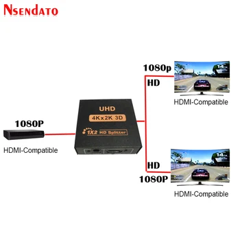 UHD HD Splitter 1X2 4K 30Hz 1 Do 2 Z kompatibilný s HDMI Prepínač Konvertor, Napájací adaptér Pre Dolby 3D 1080p 4K HDTV Monitorom