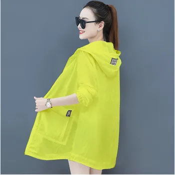 UHYTGF kapucňou plus veľkosť ochranu pred slnkom oblečenie žien farbou wild tenkú vrstvu Anti-UV priedušné vonkajšie letné topy kabát 815
