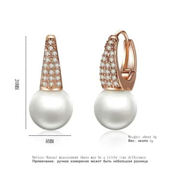 UILZ Módne Lesklé Malé Pearl & Cubic Zirconia Drop Earrngs pre Ženy Elegantné Temperament Svadobné Šperky, Zásnubné Darček 2463