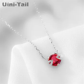 Uini-Chvost 2019 hot 925 sterling silver malý roztomilý červený mačka prívesok náhrdelník temperament elegantné módne príliv prietok šperky ED357