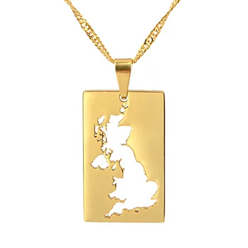UK Zlatá Farba Prívesok Náhrdelníky pre Ženy Spojené Kráľovstvo Veľkej Británie a Severného Írska, Mapa, Mapy, Šperky, Darčeky #J0475