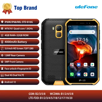 Ulefone Brnenie X7 Pro Robustný Smartphone 4GB RAM Android 10 Mobilný Telefón IP68 Quad-core NFC 4G Vodotesný Mobilný Telefón