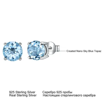 UMCHO Reálne 925 Sterling Silver Šperky Vytvorené ruskej Sky Blue Topaz Stud Elegantné Náušnice Výročie Narodeninám Darčeky Pre Ženy