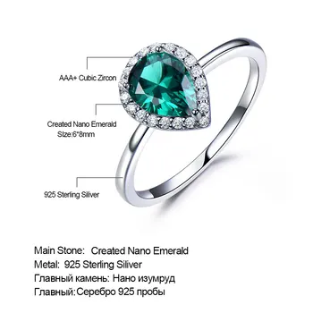 UMCHO Romantický Kvapka Vody Vytvorený Emerald Krúžky 925 Sterling Silver Krúžky Pre Ženy Darček k Narodeninám Jemné Šperky