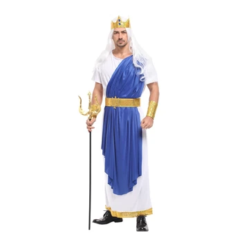 Umorden Karneval, Halloween Kostým pre Mužov Kráľ Neptún Kostýmy Roman Rozprávky Boh Mora Poseidon Cosplay Oblečenie Šaty Sada