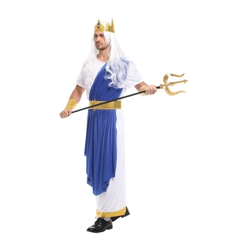 Umorden Karneval, Halloween Kostým pre Mužov Kráľ Neptún Kostýmy Roman Rozprávky Boh Mora Poseidon Cosplay Oblečenie Šaty Sada