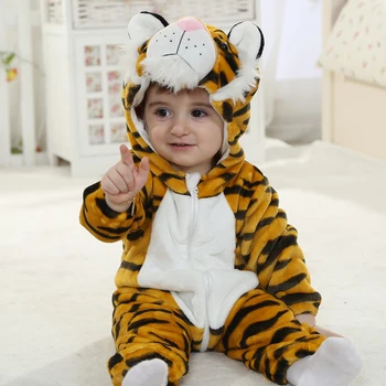 Umorden Tiger Kigurumi pre Dieťa Cartoon Zvierat Cosplay Kostým Dieťa Batoľa Detská Kombinéza Jumpsuit Onesie Flanelové Mäkké