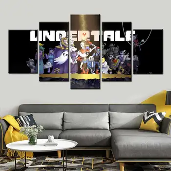 UNDERTALE Hra Wall Art Obrazy na Plátne Plagát 5 Modulárny Panel Obrázky, Maľovanie HD Vytlačené Domáce Dekorácie